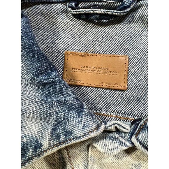 Zara Graffiti Jean Jacket Womens Large Acid Wash Button Pocketed‎ Ladies. - Picture 4 of 8